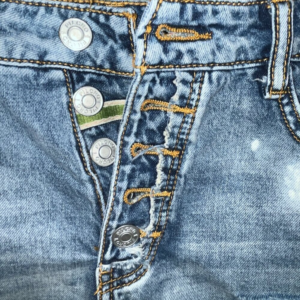 ANTHROPOLOGIE PILCRO Denim SHORT SHORTS JORTS Exposed Button Fly Distressed 25 - Picture 2 of 13